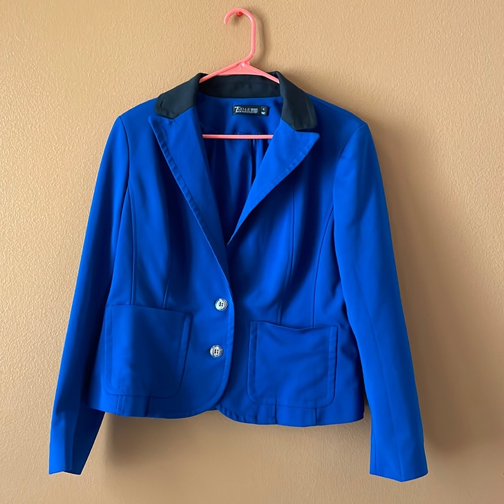 7th Avenue blue blazer with black collar